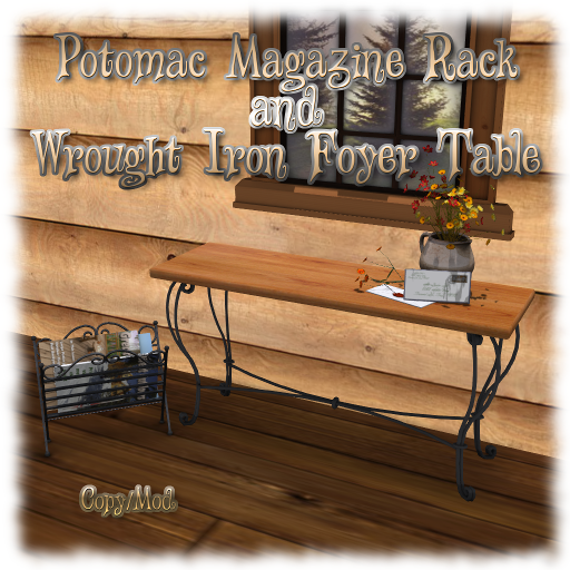 Potomac Magazine Rack and Wrought Iron Table